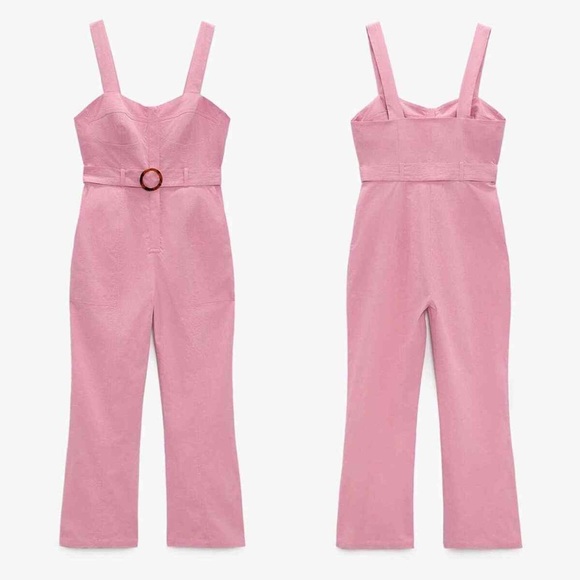 Zara Fitted Jumpsuit with Belt Chalk Pink REF 3564/094 - Picture 1 of 4